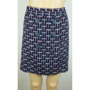 NWT Ann Taylor Loft Women's (14P) Navy Blue/Red Tweed Pencil Skirt